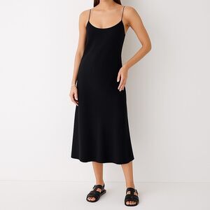 J. Crew Gwyneth Cupro Blend Slip Dress Size 12 Black Midi Sheath Minimalist Y2K
